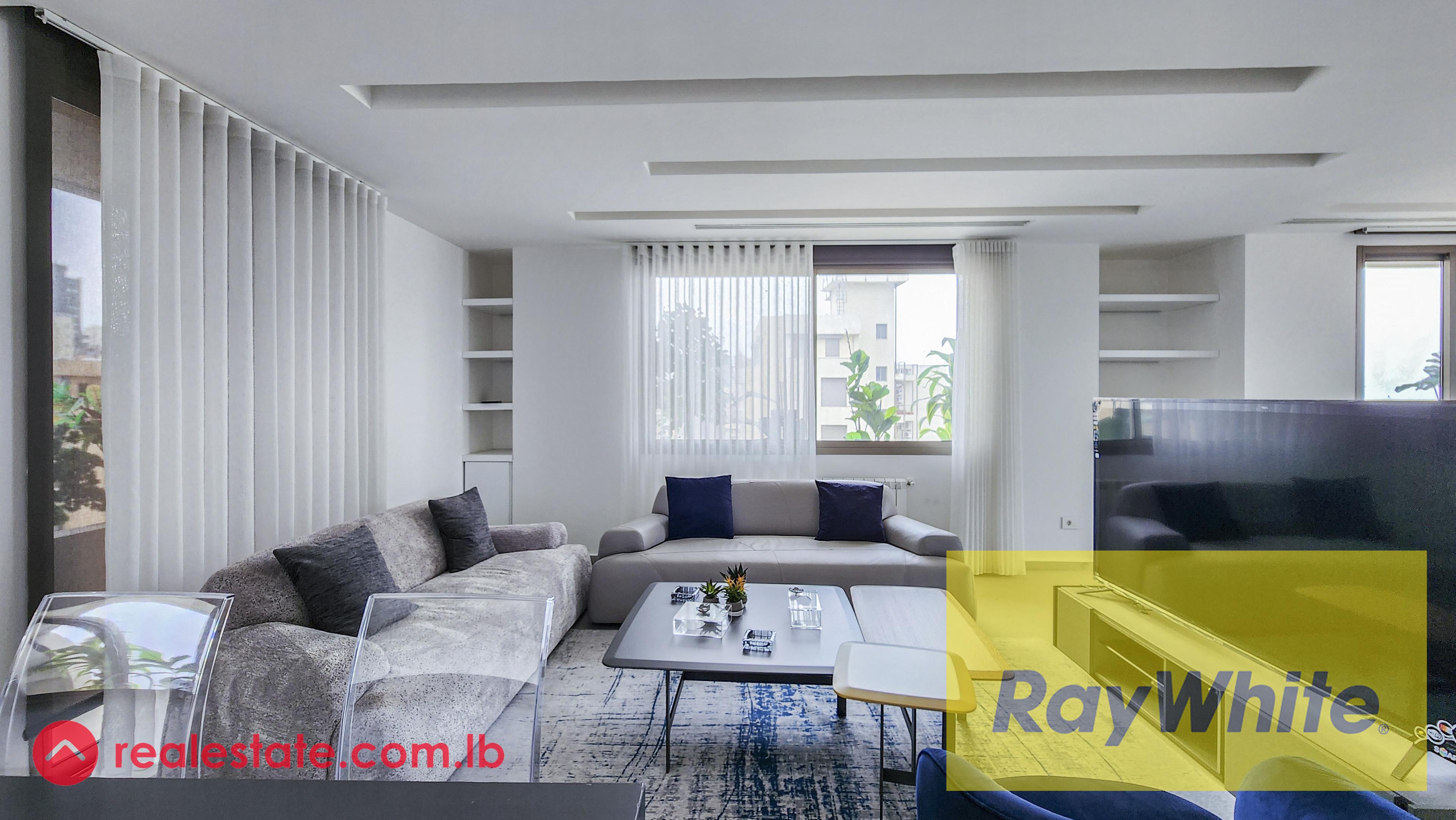 Furnished One Bedroom Luxury Apartment for Rent, Located in a New Building on a Calm Street in Achrafieh with an Open Sea View.