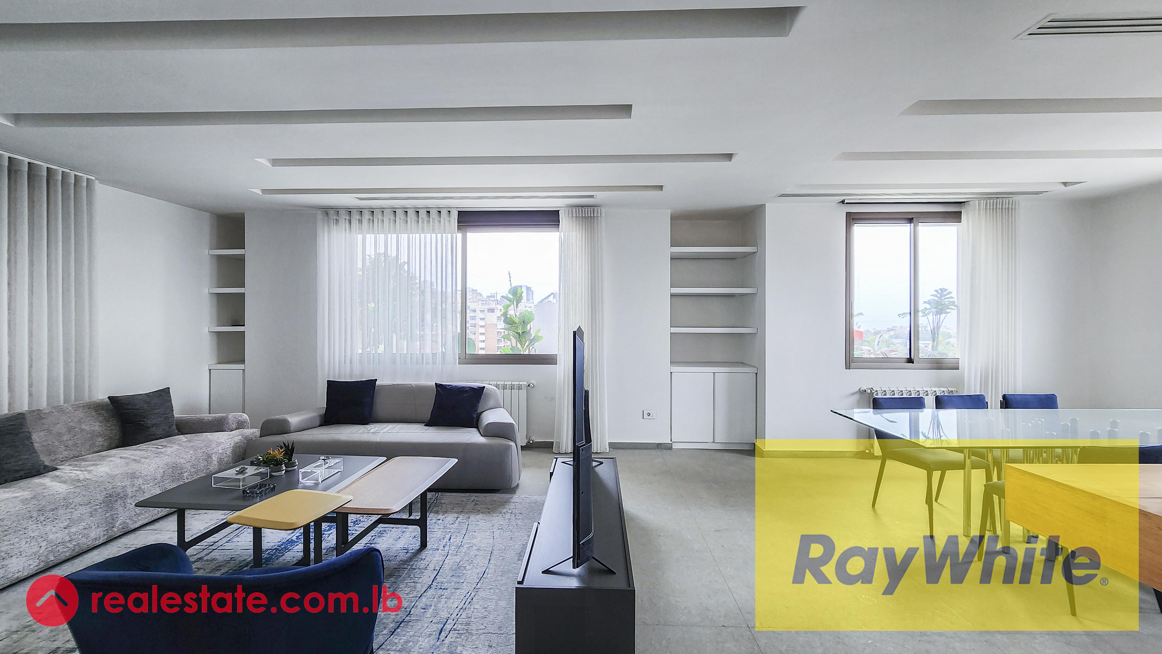 Furnished One Bedroom Luxury Apartment for Rent, Located in a New Building on a Calm Street in Achrafieh with an Open Sea View.