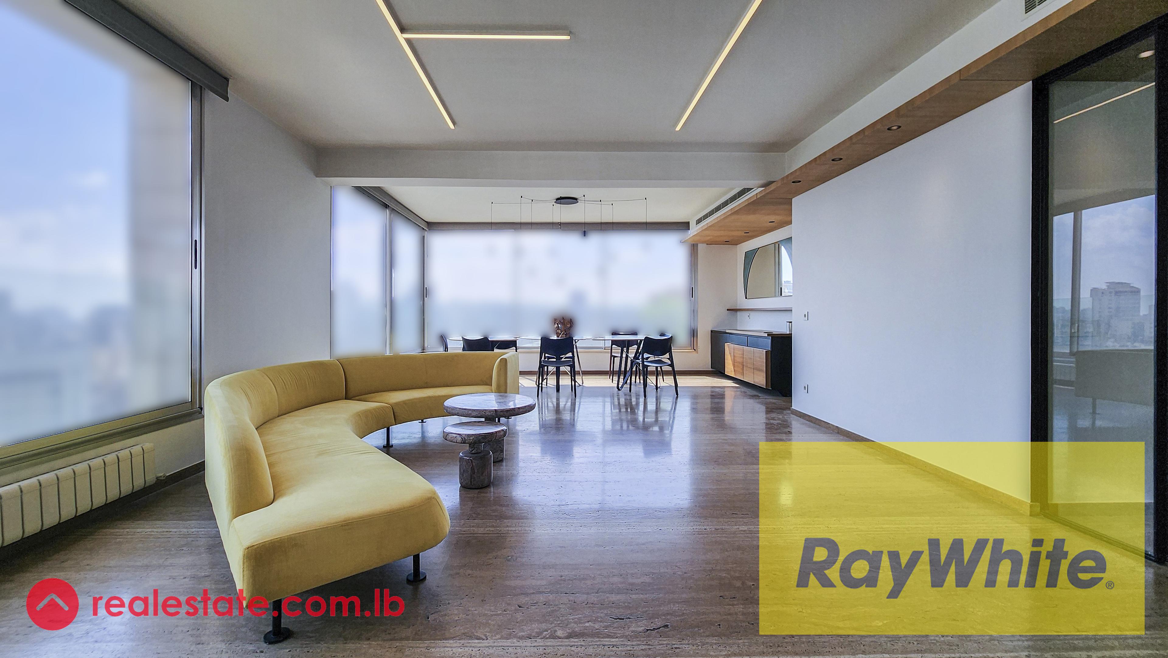 Furnished Three Master Bedrooms Apartment For Sale in Achrafieh With an Open View