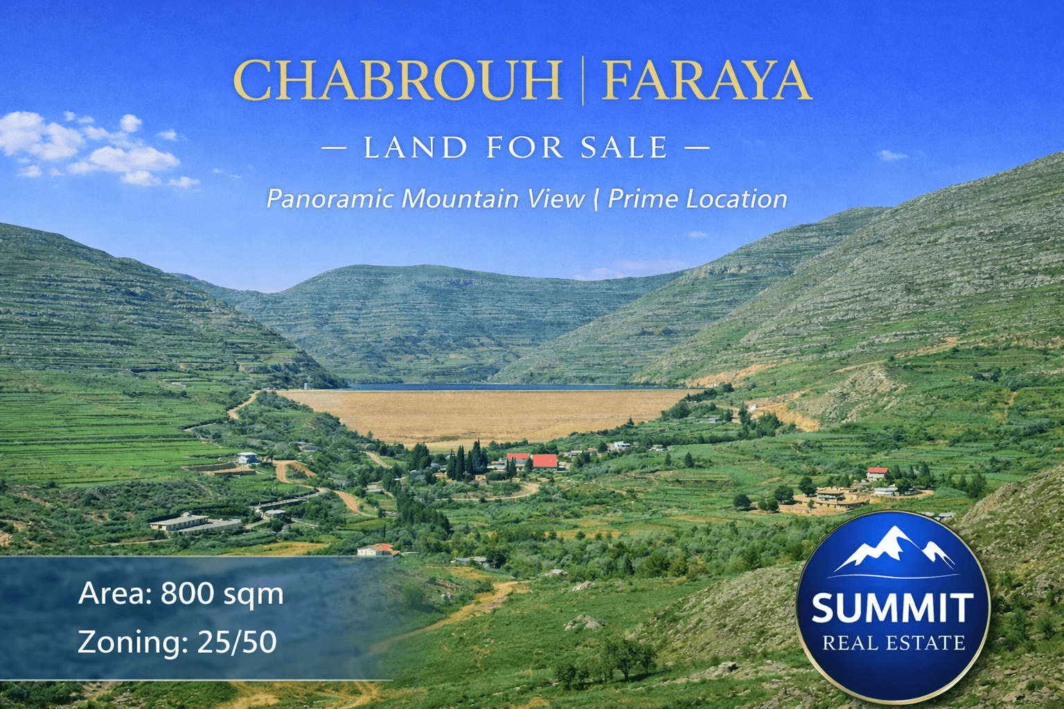 Prime Land for Sale | 800 SQM Plot | Main Road Access | Chabrouh – Faraya